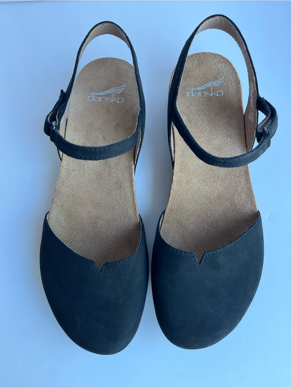 Dansko Rowan Mary Jane - Black Leather Slingback Mules with Ankle Strap